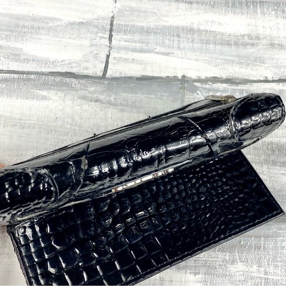 Guess Black Faux Leather Croc Embossed Long Wallet Card Holder Billfold Clutch - Picture 13 of 16